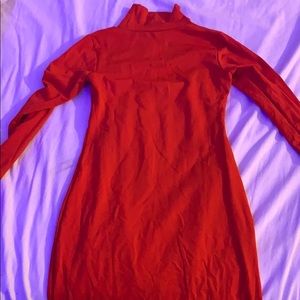 Turtle neck body con red dress
